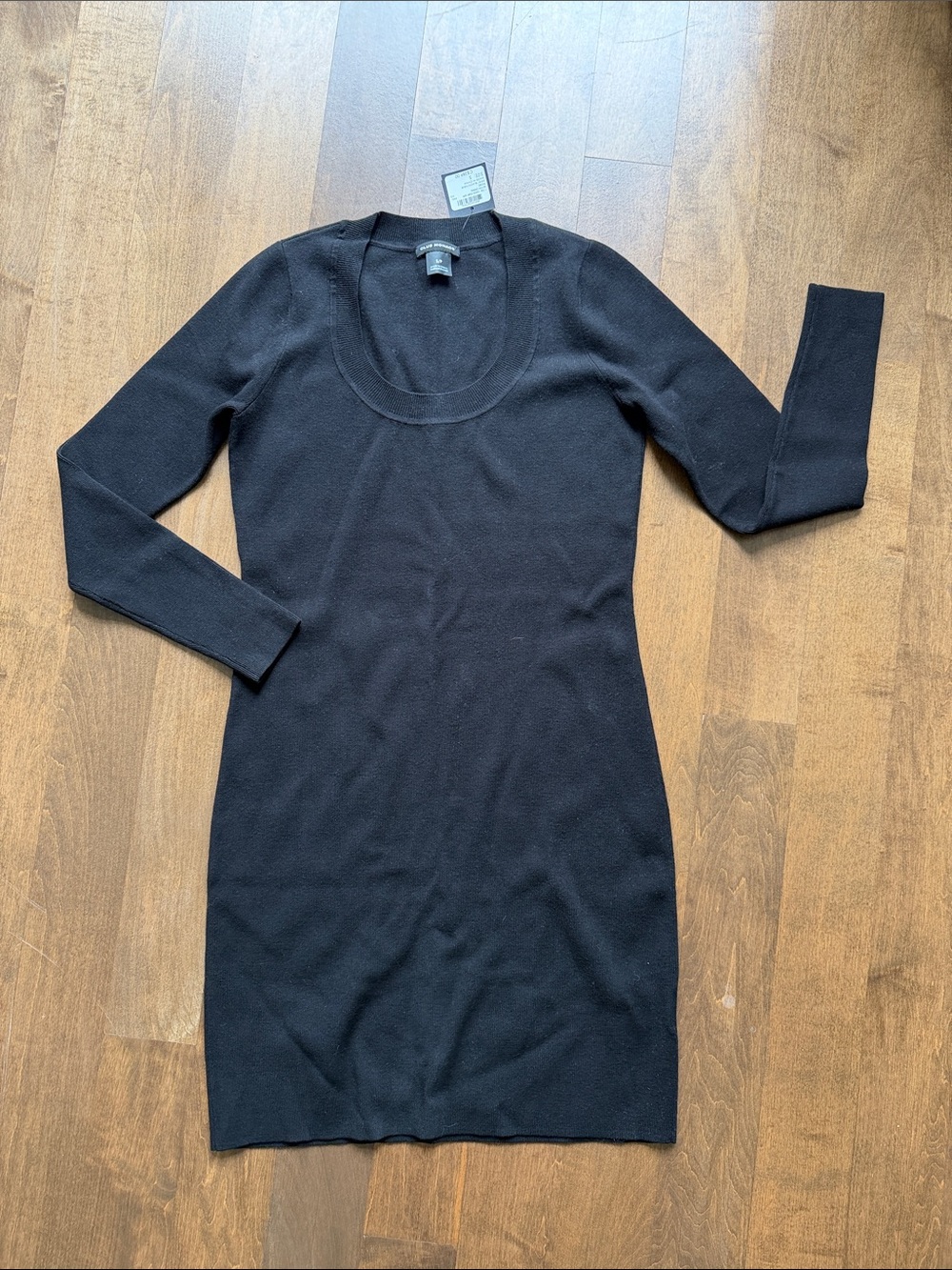 Club Monaco Black Scoop-Neck Long-Sleeve Knit Dress